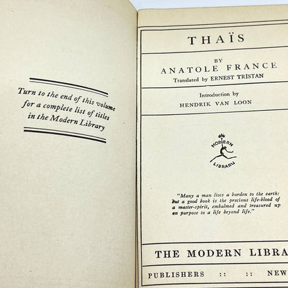 1920s Thaïs Anatole France Modern Library #67 w/ Dust Jacket TF2