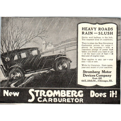 c1920 Harper's Magazine Ad - Stromberg Carburetor Chicago IL EA3