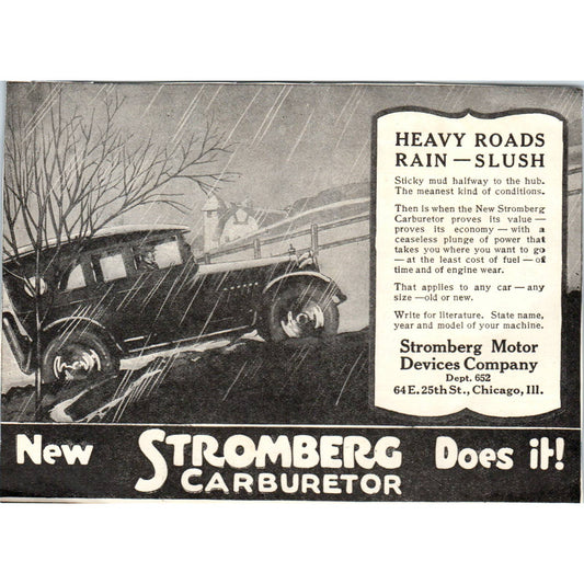 c1920 Harper's Magazine Ad - Stromberg Carburetor Chicago IL EA3