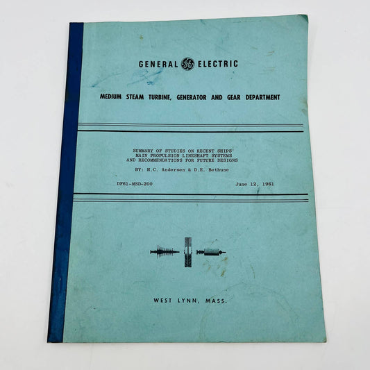 1961 General Electric Medium Steam Turbine Generator & Gear Department Book TB6