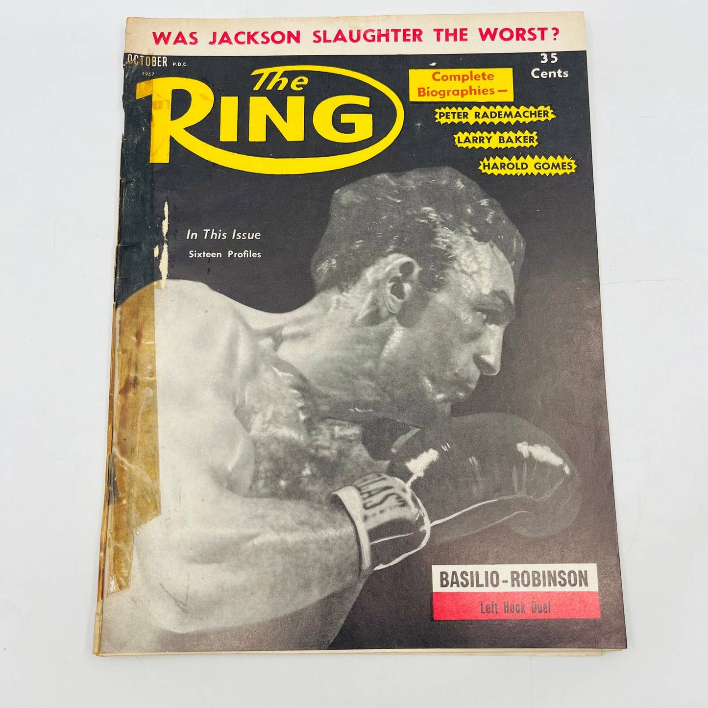 1957 Oct - The Ring Boxing Magazine Basilio-Robinson Jackson Slaughter TA5