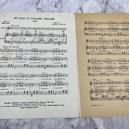 1919 SHEET MUSIC My Isle of Golden Dreams Starmer Gus Kahn/Blaufuss V38