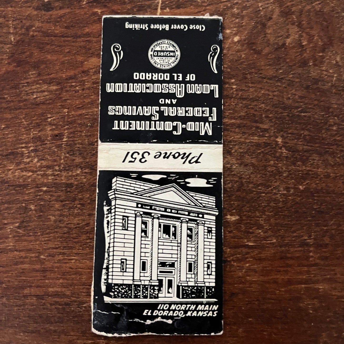 Mid-Continent Savings of El Dorado KS Advertising Matchbook Cover MM11-6
