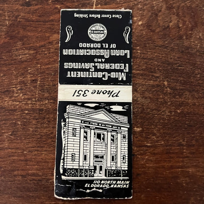 Mid-Continent Savings of El Dorado KS Advertising Matchbook Cover MM11-6