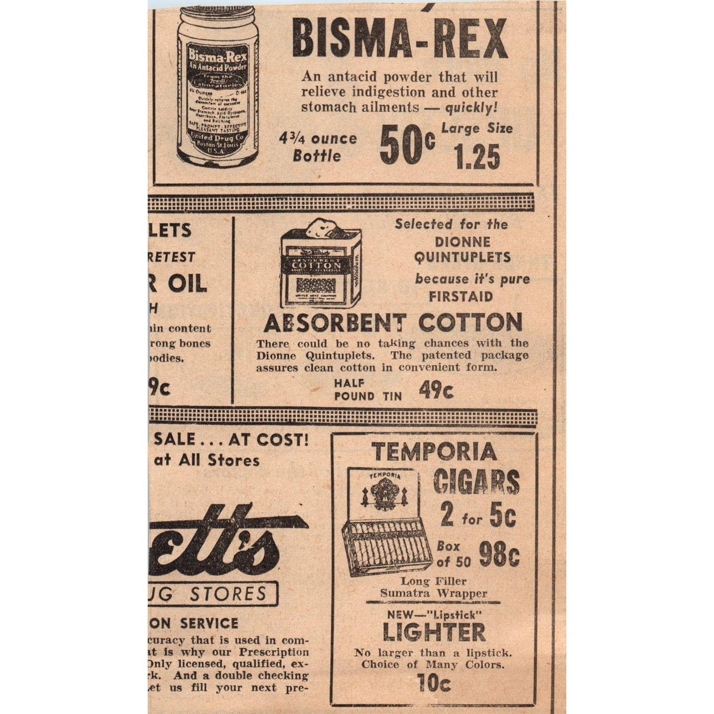 1935 Minneapolis Journal Newspaper Ad Pepsin Constipation Relief FL5-5