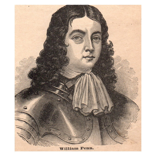 William Penn 3.5x3" Original Engraving 1899 AK5-M28