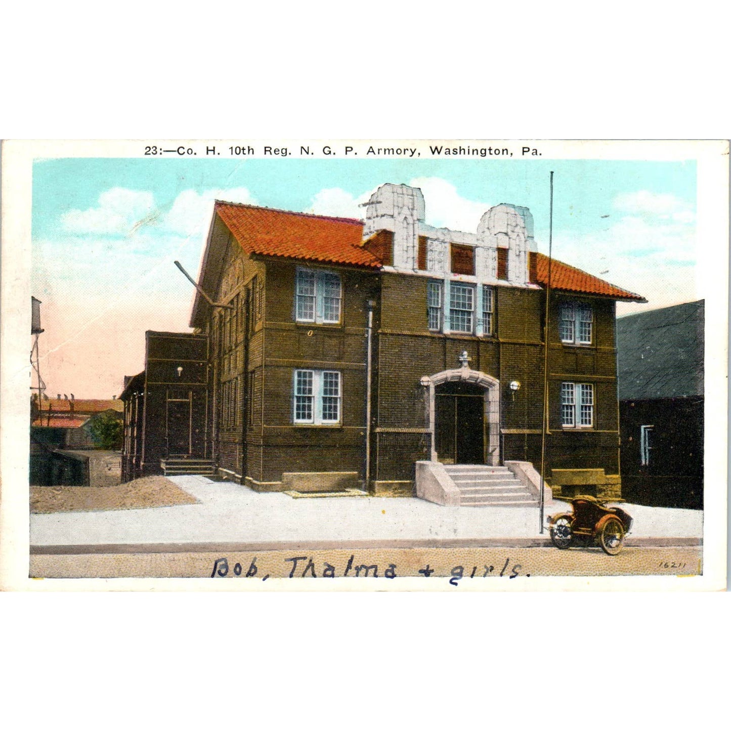 Vintage Postcard Co. H. 10th reg. N.G.P. Armory Washington Pennsylvania SF2