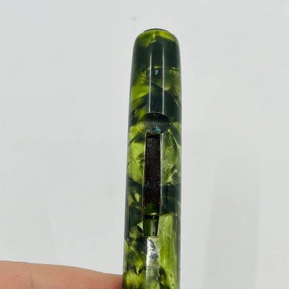 Vtg CROWN Jade Green Marble Celluloid Fountain Pen SB8-5