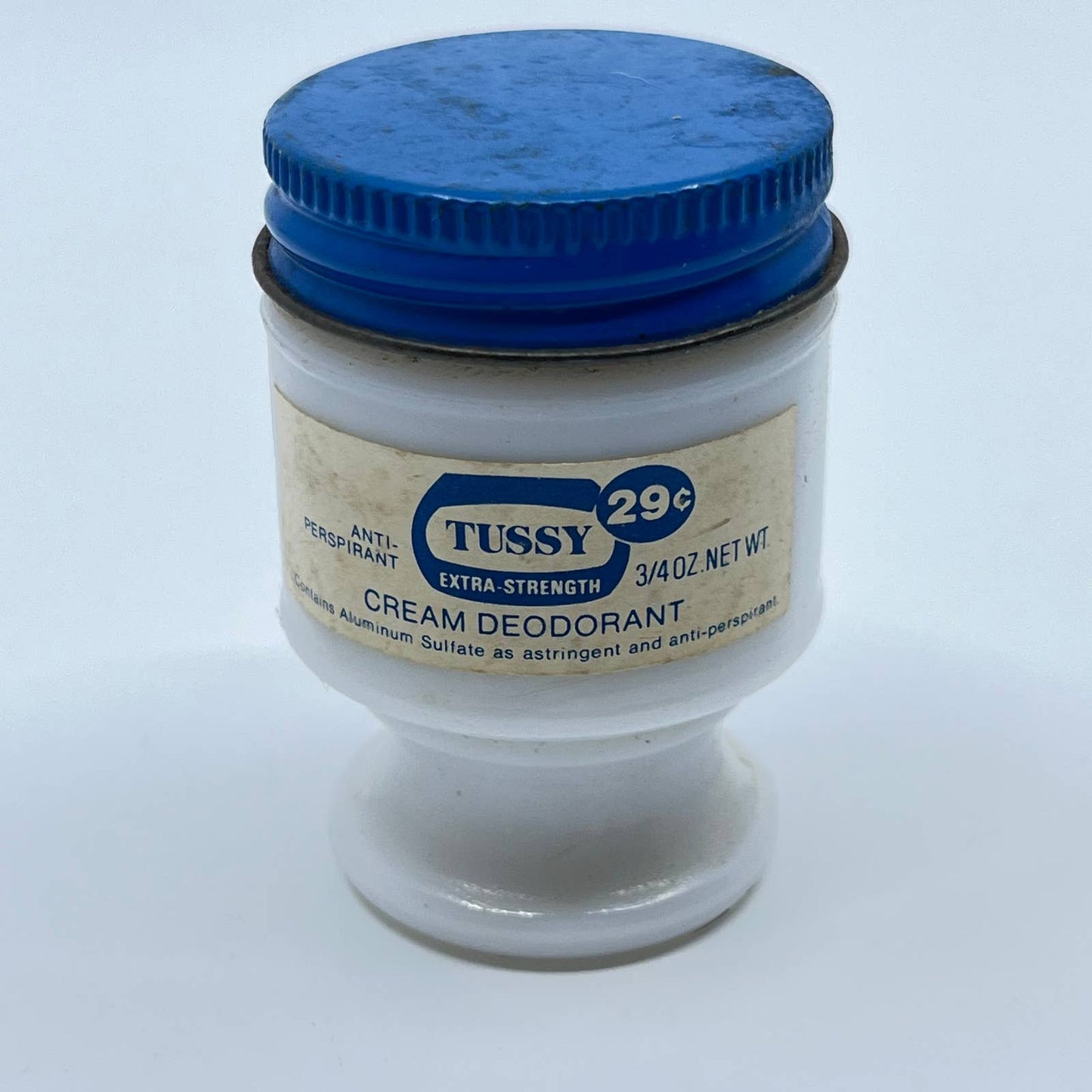 Vintage Tussy Cream Deodorant Jar 2" 29 cents Jar Milk Glass SC7