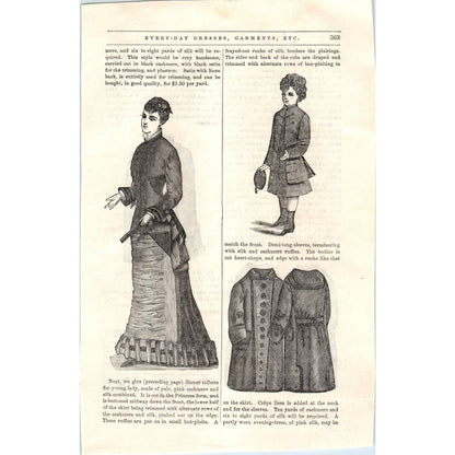 Dinner Toilette - Victorian Fashion Plate - 1878 Original Plate TJ7-L2