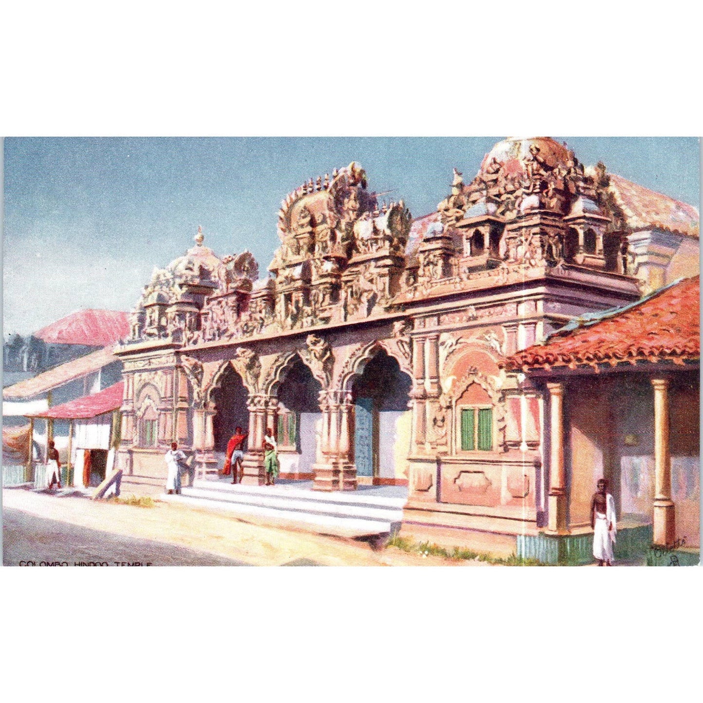 Ceylon Hindoo Temple Colombo Raphael Tuck Oilette Original Postcard TK1-P17
