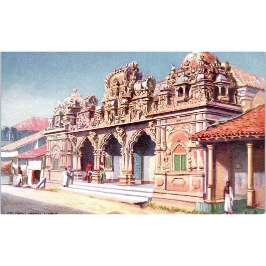 Ceylon Hindoo Temple Colombo Raphael Tuck Oilette Original Postcard TK1-P17
