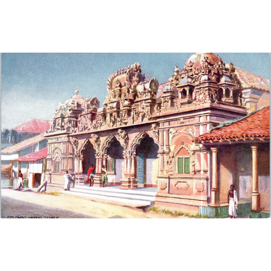 Ceylon Hindoo Temple Colombo Raphael Tuck Oilette Original Postcard P3-2