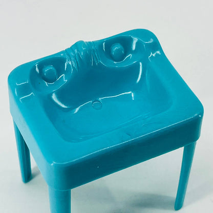 1950s Plasco MCM Dollhouse Furniture Celluloid Teal Bathroom Sink TD6