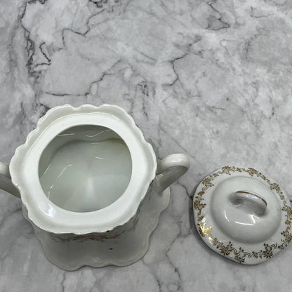 Vintage Z.S. & Co. Bavaria Fine China Sugar Bowl & Lid Pink and Blue Floral TI7