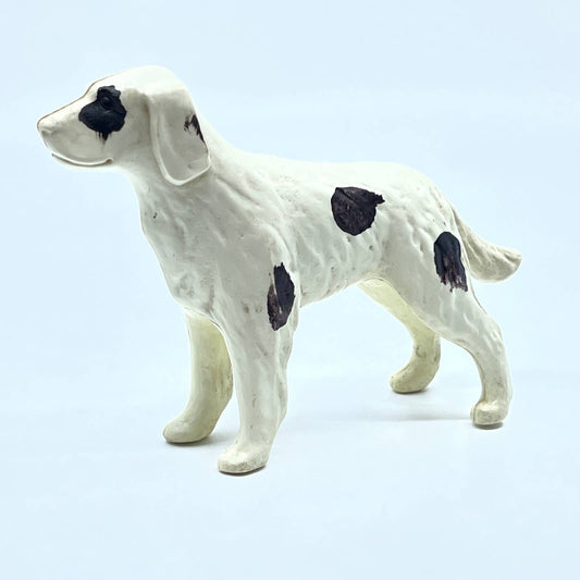 Vtg English Setter Black White Hand Painted Celluloid Dog Figure Toy 5" SD7