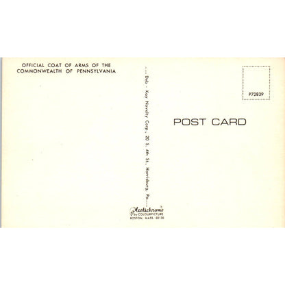 Vintage Postcard Commonwealth of Pennsylvania Coat of Arms TI1-1