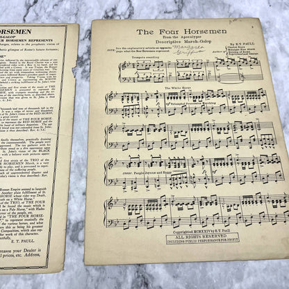 The Four Horsemen of the Apocalypse March E.T. Paul 1924 Sheet Music TK2-SM