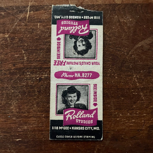 Rolland Studios Photography Kansas City MO Advertising Matchbook Cover SA9-M13