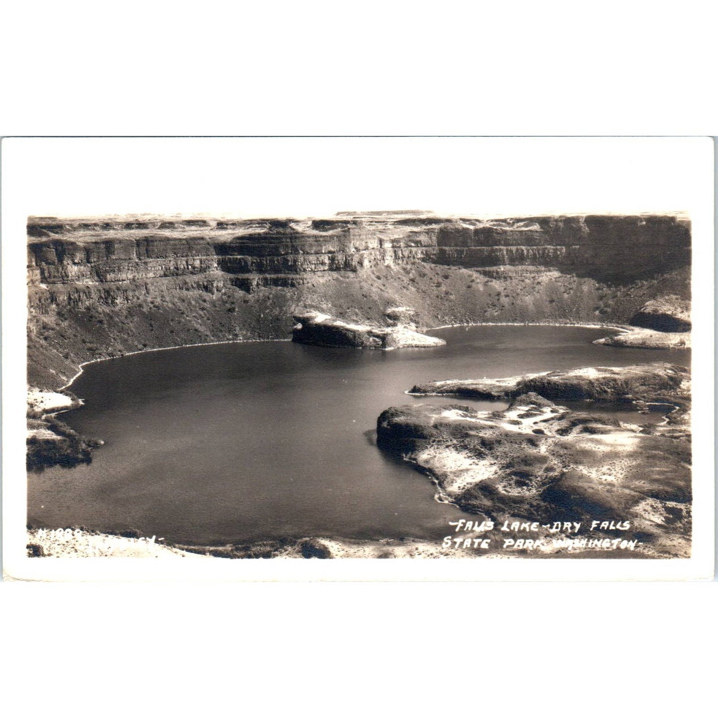 Antique Postcard Falls Lake Dry Falls State Park Washington TD9