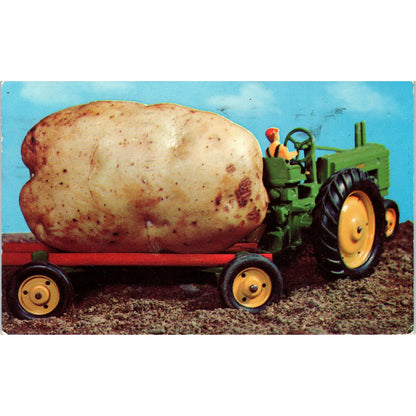 Giant Potato in Toy Tractor 1958 Original Postcard PB1