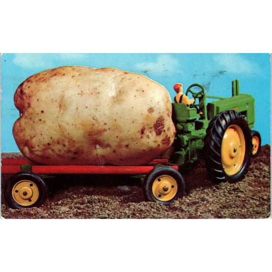 Giant Potato in Toy Tractor 1958 Original Postcard PB1