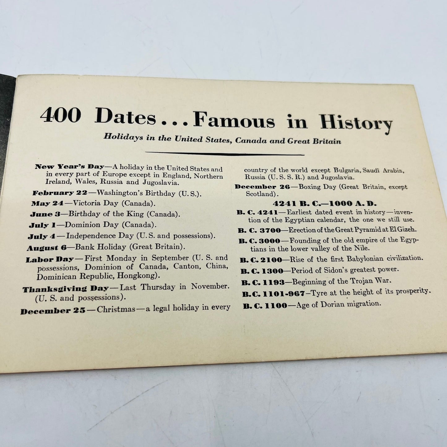 1933 Chase and Sanborn Coffee Promotional Book 400 Famous Dates in History H4-5