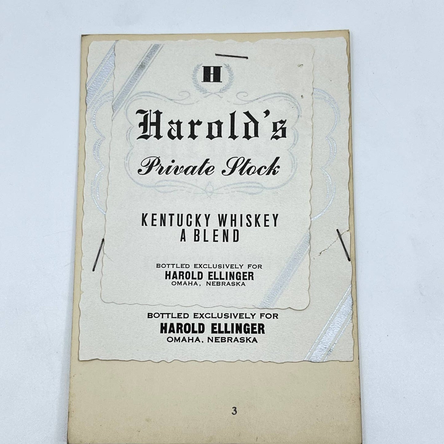 Harold’s Whiskey Label Set of 2 Harold Ellinger Omaha Nebraska