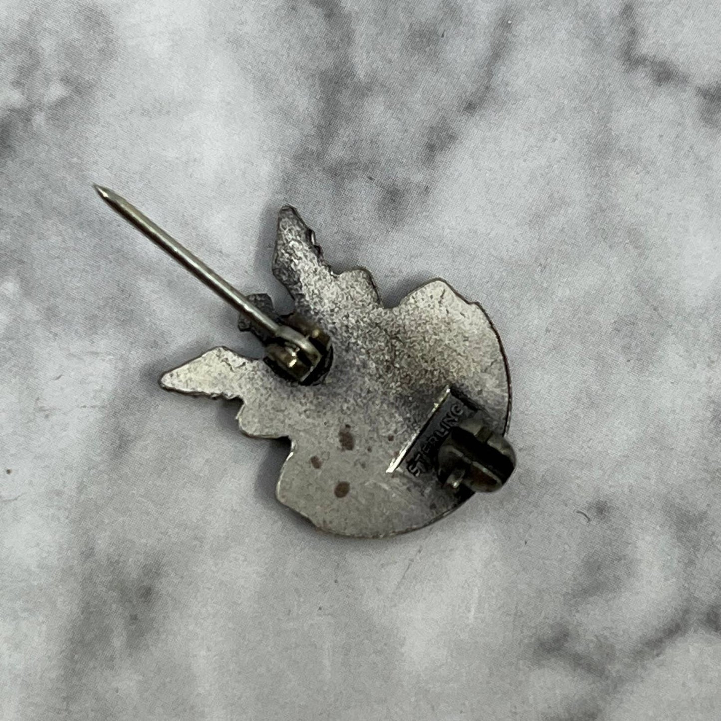 Vintage Sterling Silver Lapel Eagle Pin Government 20 Year Service Award SE7