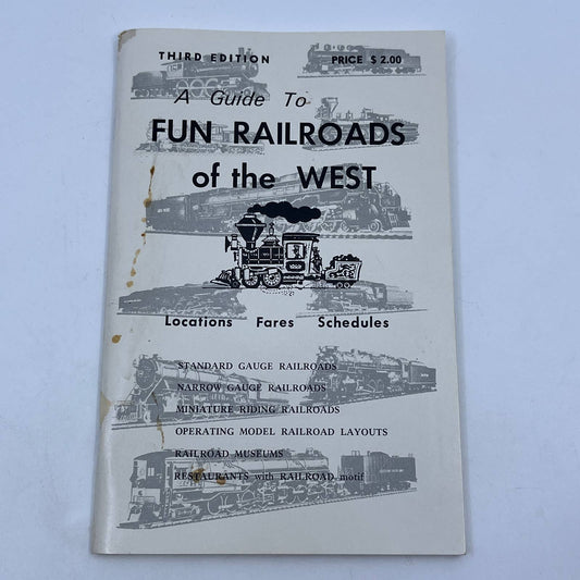 1970s A Guide To Fun Railroads Of The West Paperback Book Trains Museum TG6
