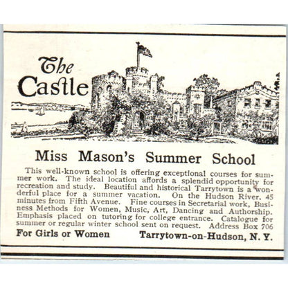 The Castle Miss Mason's Summer School Tarrytown-on-Hudson NY - 1921 Ad TJ7-S7