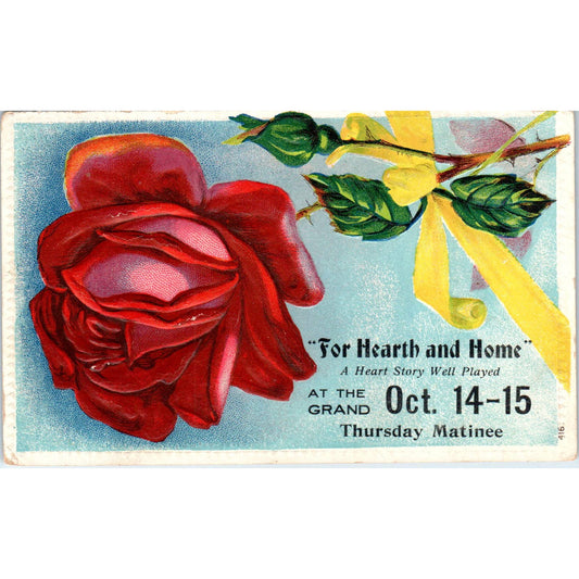For Hearth and Home Matinee at the Grand Original Postcard TK1-25