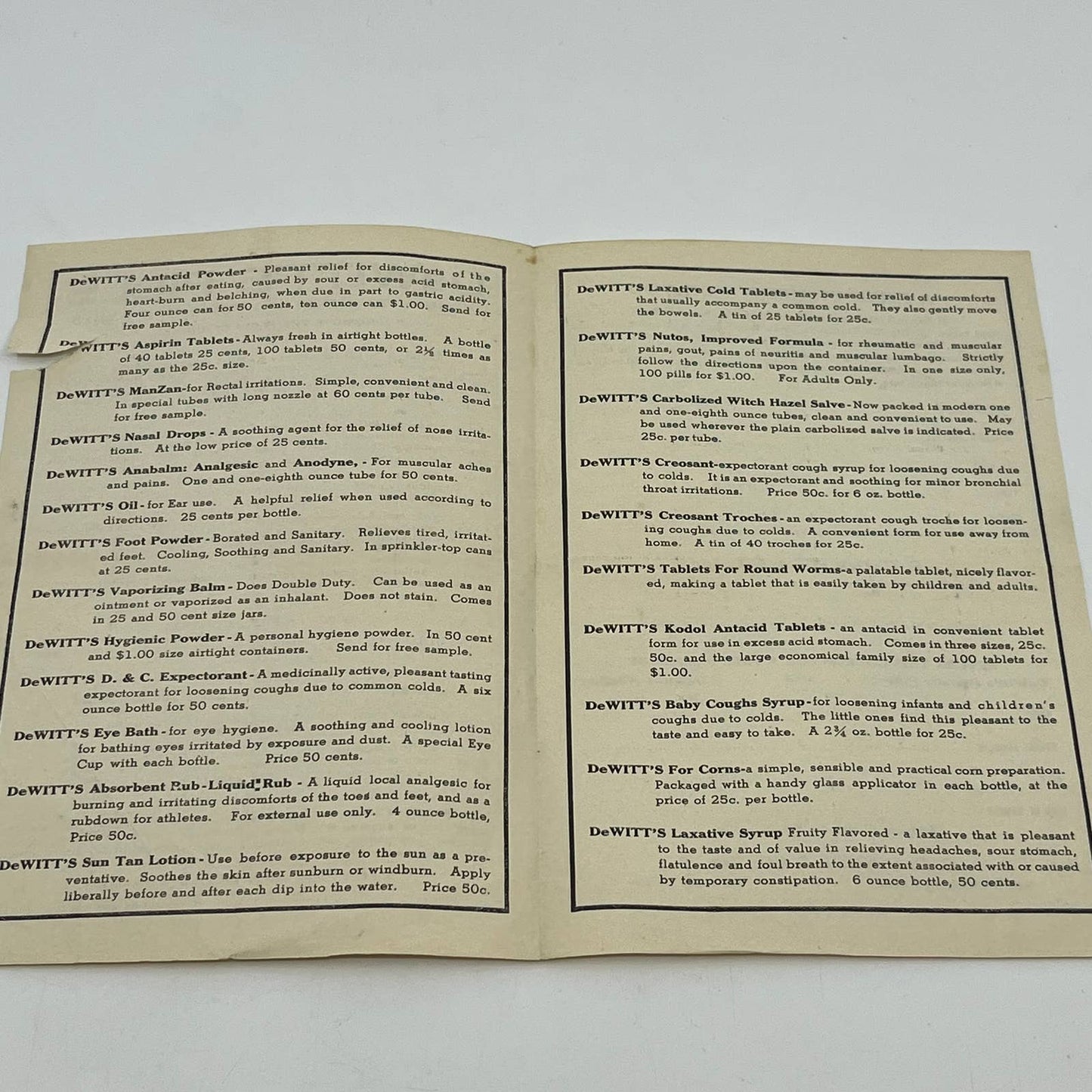 Antique DeWitt’s Pills Leaflet Order Form Kidney Quack Medicine Chicago IL D3