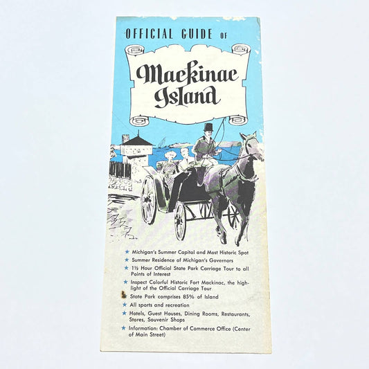 1960s Mackinac Island MI Official Travel Guide Fold Out Tourist Brochure AC1-1