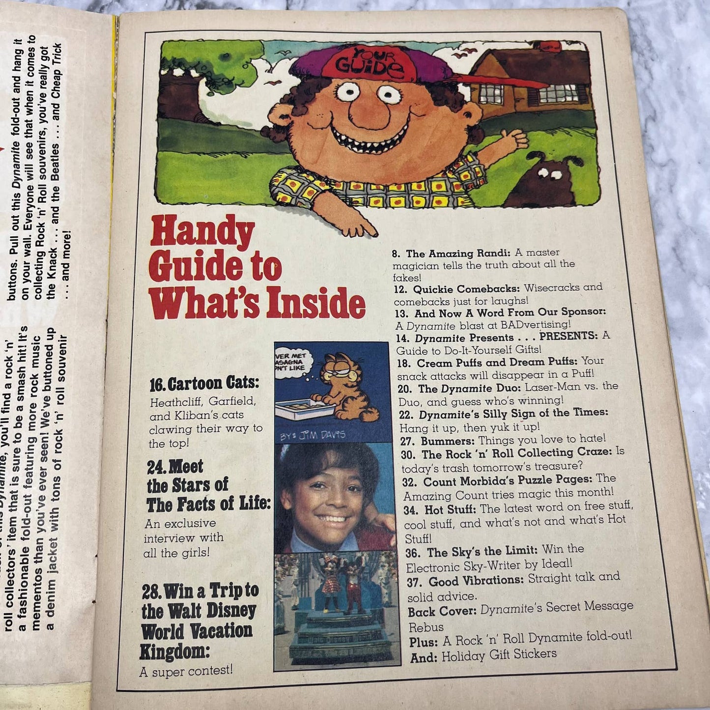 Amazing Randi magician Facts of Life Garfield DYNAMITE 1981 Nov Magazine TJ4