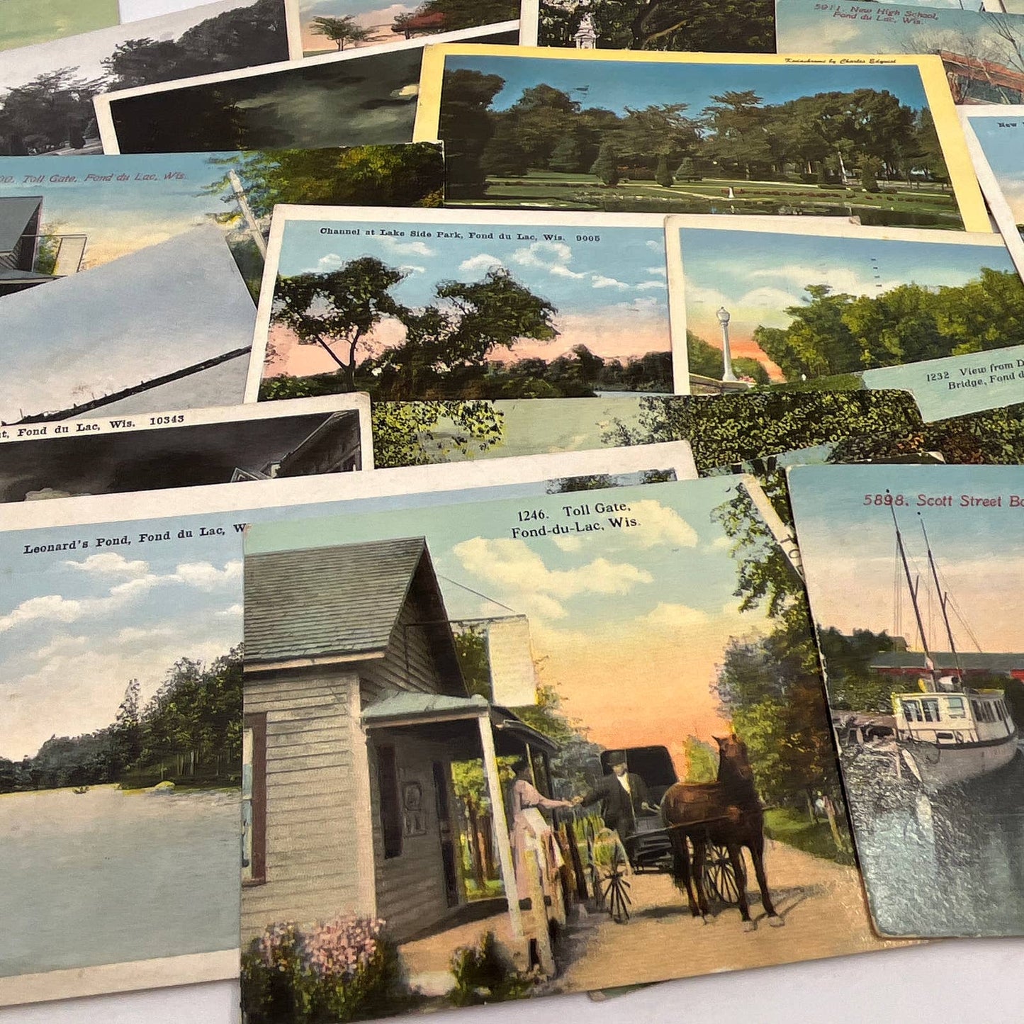 Lot of 20 Antique Postcards From Fond Du Lac Wisconsin TF5