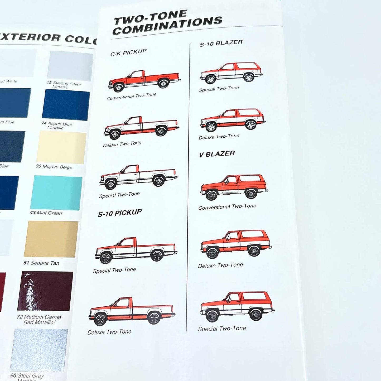 1991 Chevrolet Chevy Truck Exterior Colors Brochure with Swatches AB8