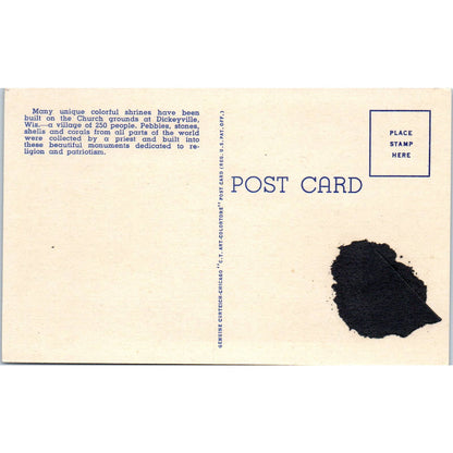 Patriotism in Stone Dickeyville Wisconsin Original Postcard TJ9-P3