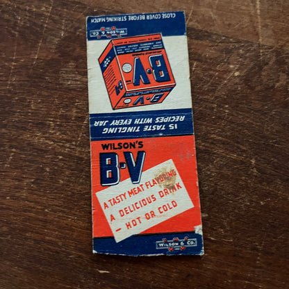 Wilson's B-V Meat Flavoring Advertising Matchbook Cover SA9-M13