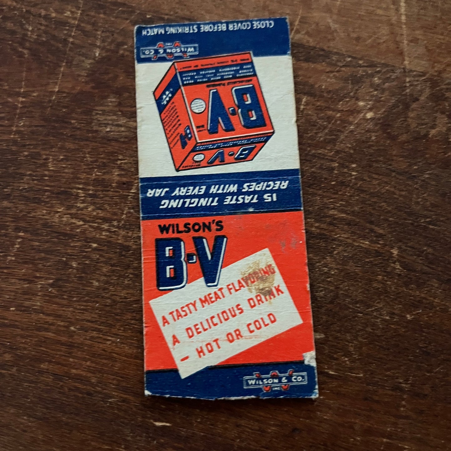 Wilson's B-V Meat Flavoring Advertising Matchbook Cover MM8-9