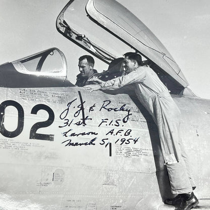 1954 Signed Photo Flight Test Pilot USAF JJ & Rocky 31st F.I.S. Larson 8x10 AB2