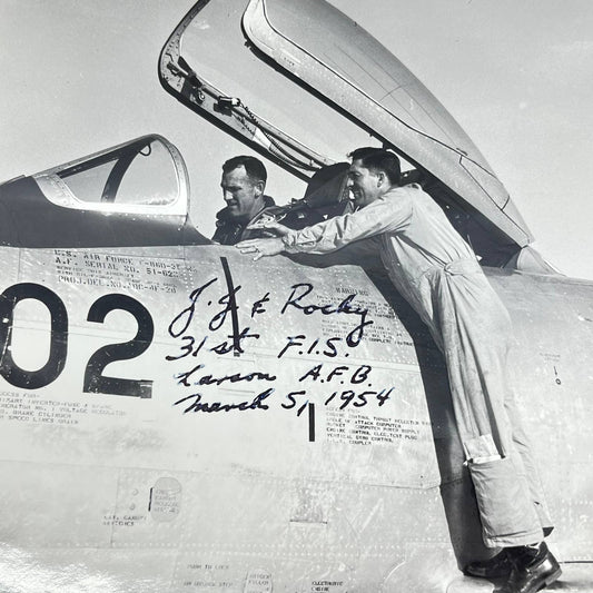 1954 Signed Photo Flight Test Pilot USAF JJ & Rocky 31st F.I.S. Larson 8x10 AB2