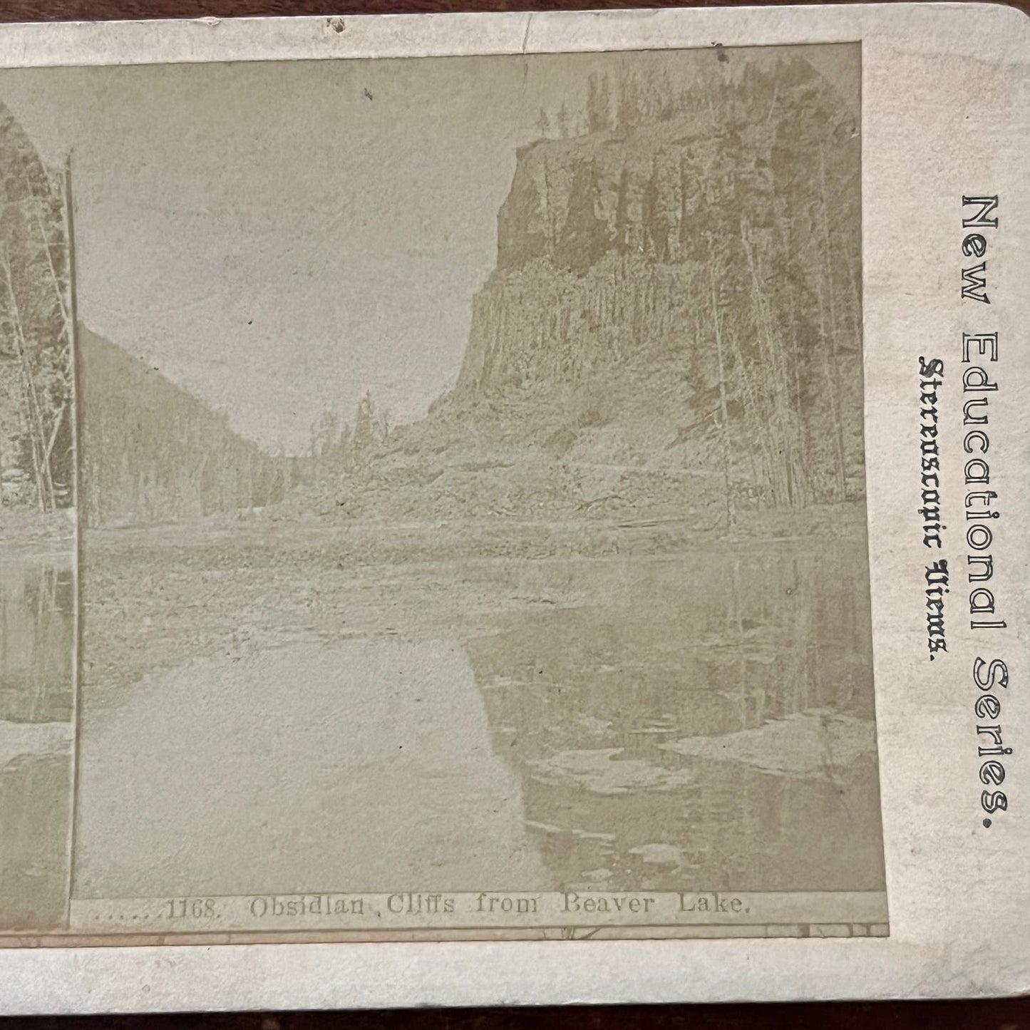 Obsidian Cliffs Near Beaver Lake Antique Stereoview Card TJ9-V3
