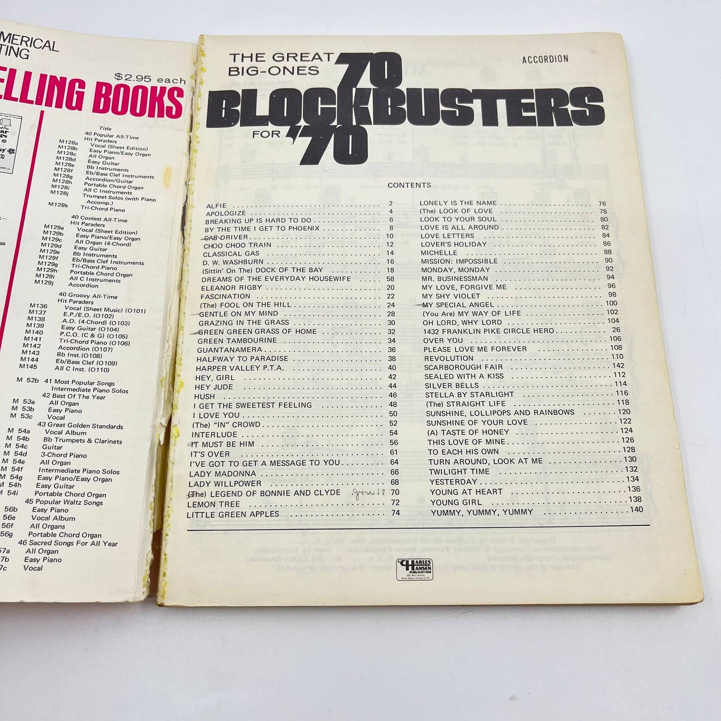 70 Super Blockbusters for '70, The Great Big New Ones Accordion Music Book TE2