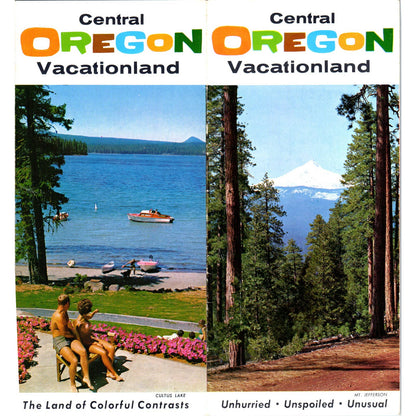 1950s Central Oregon Vacationland Mt. Jefferson Fold Out Map & Brochure SF3