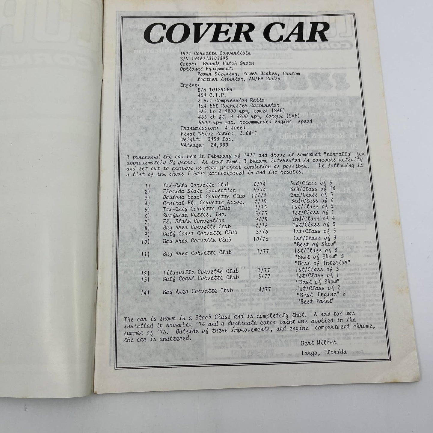 1977 Nov - Corvette Corner Magazine 1978 Vette Restore and Rebuild TG1