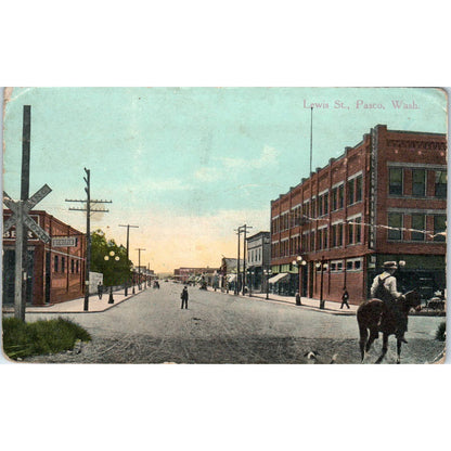 Antique Postcard Lewis Street Pasco Washington TD9