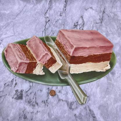 1950s Grocery Store Restaurant Neapolitan Ice Cream Cardboard Sign 10x15 TJ5