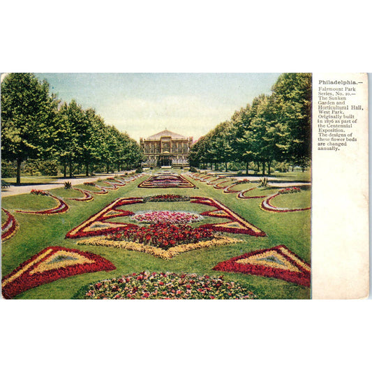 Antique Postcard Fairmount Park Sunken Garden Philadelphia PA TI1-1