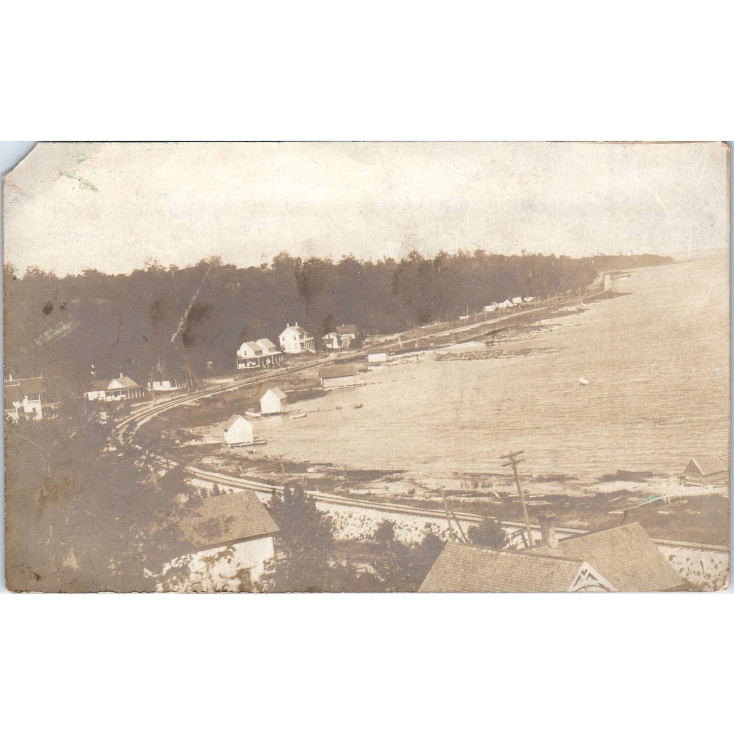 Antique Postcard RPPC Beulah MI Crystal Lake & Ann Arbor Railway Railroad SE8